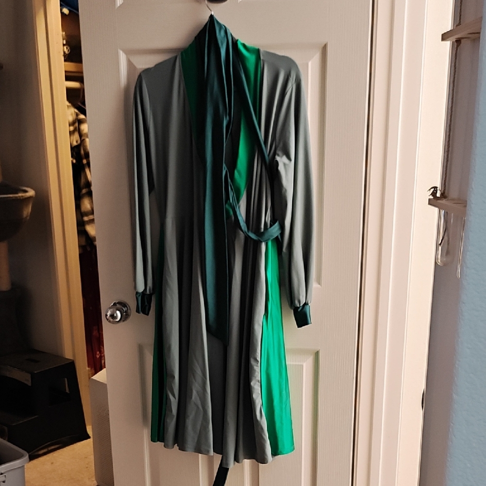 Black and Green Long Sleeve Casual Dress